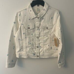 Floral White Kids Denim Jacket